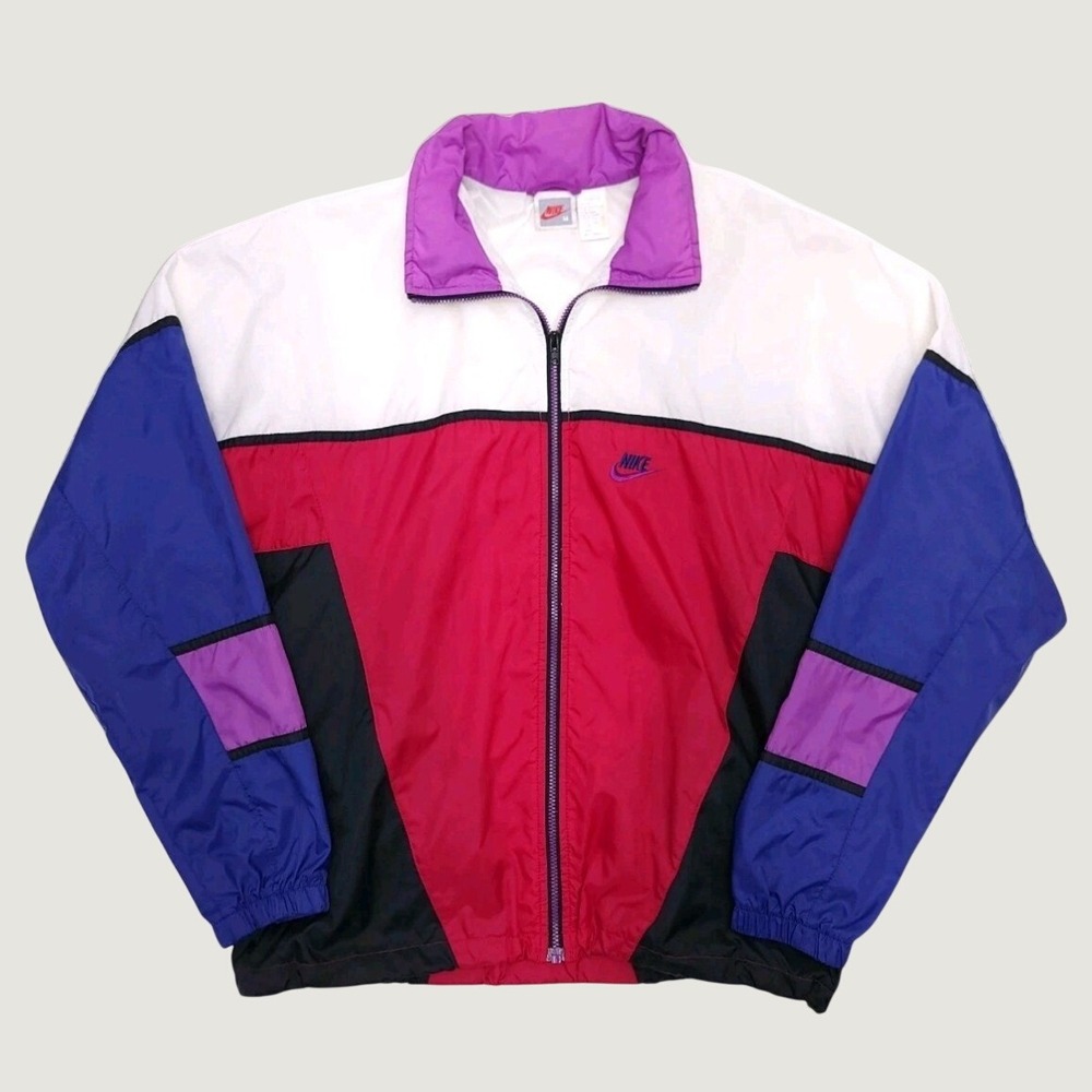 Vintage Nike Colorblock Windbreaker Jacket Mens Medium Red White Blue 90s Retro